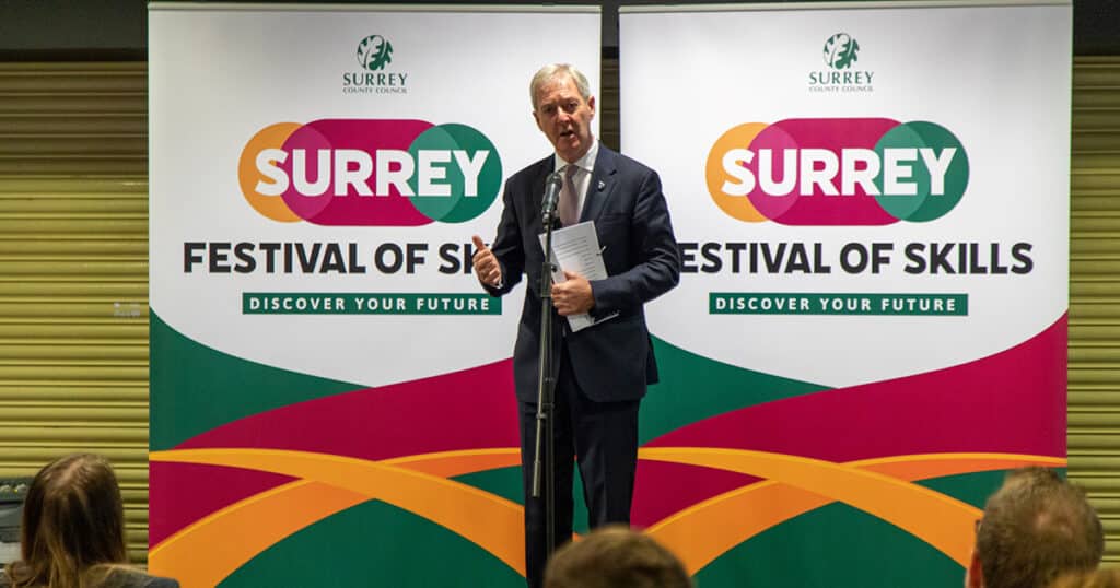 Man presenting at Surrey Festival of Skills